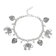 Tornozeleira Vintage Com Coração De Elefante , Pingente Feito À Mão , Joias De Praia , Pulseiras Largas Para Mulheres E