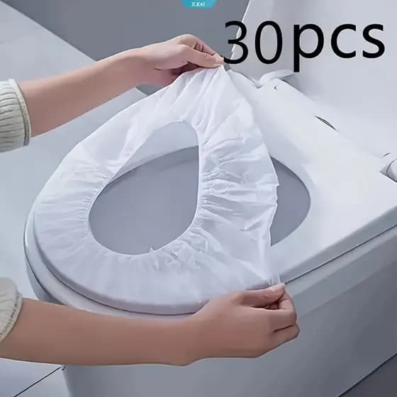 30 Unidades De Capas Descartáveis Para Assento De Vaso Sanitário Com Faixas Elásticas-Assentos De Banheiro Higiênicos De