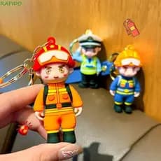 Chaveiro De Bombeiro RAPIDO , Com Pingente De Boneca De Polícia Criativa Da Moda Carro De Figura De Ação Delicada