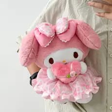 30cm Sanrio Pink My Melody With Love Heart Plush Toys Cartoon Kuromi Plushie Boneca De Pelúcia