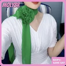 Lenço De Chiffon MOLYBR , Elegante Xale Floral Removível , Versátil Flor Rosa Decoração Pescoço Para Meninas