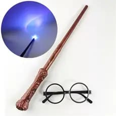 2 pçs/set Filme Harry Potter Figuras de Ação PVC Luz Som Harry Potter Magic Wand Óculos Cosplay Props Brinquedos Para Cr