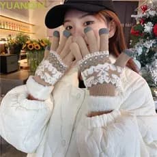 Luvas De Malha De Natal YUANQINZT , Dedo Inteiro Espessadas De Cervo Inverno Com Tela Sensível Ao Toque De Pelúcia