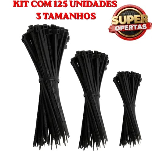 PRESILHA ABRAÇADEIRA CINTA NYLON KIT COM 125 UNIDADES