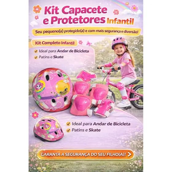 kit de proteção infantil Capacete Cotoveleira Joelheira SEGURANÇA Bike Skate Patinete bicicleta
