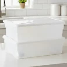 Kit 2 Organizadores 5L com Tampa Branca Caixa Plástica Multiuso para Geladeira e Freezer