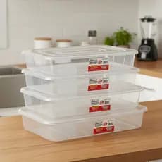 4 Bandeja Frigorífica 10L com Tampa  para Carnes Frios Freezer