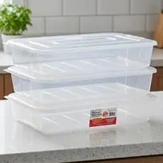 Kit 3 Bandeja 10 litros com Tampa Transparente para  Freezer e organização