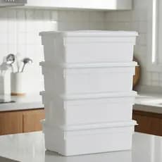 Kit 4 Organizadores de Geladeira 2,5L Caixa Plástica Multiuso  para Alimentos
