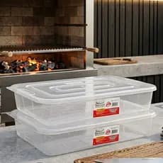 2 Bandejas Frigoríficas 10 Litros Transparente Com Tampa Resistente