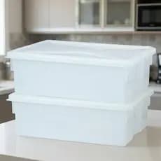 Kit 2 Organizadores Geladeira Branco 2,5L Caixa Plástica p/ Carnes, Aves e Açougue