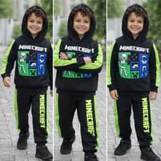 Conjunto Moletinho Infantil Minecraft Preto com Verde Neon – Look Confortável, Moderno e Versátil para Todas as Ocasiões