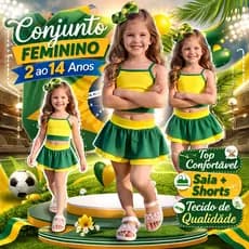 Conjunto Feminino Infantil Saia com Shorts 2 ao 14 Anos – Conforto e Estilo para Todas as Ocasiões