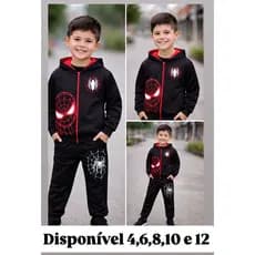 Conjunto Infantil Flanelado Homem-Aranha com Capuz – Roupa de Inverno Masculina Quentinha do 4 ao 12 Anos