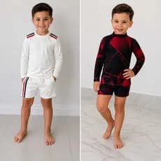 Conjunto UV Infantil Masculino Proteção Solar Manga Longa + Sunga Praia Piscina 2 ao 12 Anos