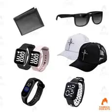 Kit Masculino Relogio digital prova dagua + relogio Esportivo + boné + Oculos e Carteira
