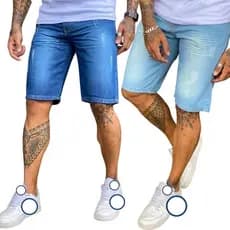 Bermuda Jeans Masculina Lisa Rasgada Lycra Original Direta da Fabrica Promoção