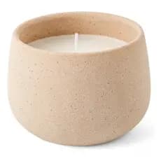 Vela Decorativa em Vaso de Cerâmica Bege Claro D8,5 cm