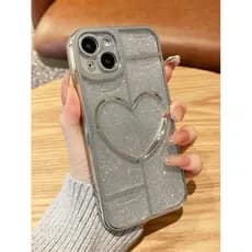 CAPA CASE CORAÇÃO COM BRILHO PARA O IPHONE 14/14 Pro Max/ 15/15 Pro/15 Pro Max