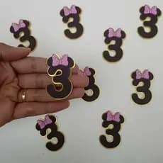 Aplique 3D Minnie /Lembrancinha para Festa /Aniversário Minnie /Aplique numero Minnie