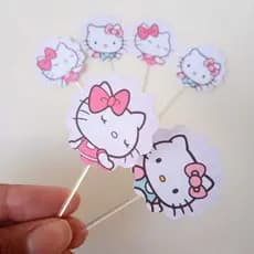 Topper para docinhos Hello Kitty /Tags personalizada /Festa Infantil Hello Kitty /Aniversário