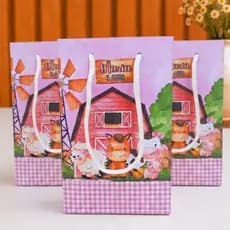 Sacolinha Personalizada Tamanho P Fazendinha Rosa Menina/ Lembrancinha Festa Infantil Aniversário