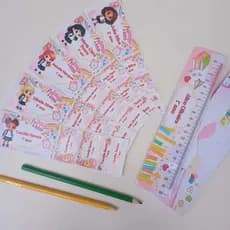kit Etiqueta Escolar Tema Bonequinha Mascote Menina/ 31 etiqueta / 62 etiquetas + régua de  BRINDE