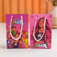 Sacolinhas Surpresa Personalizada Dos Rosa - Lembrancinha de Aniversário Emilly Vick -Tamanho P