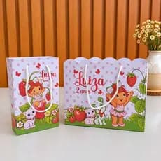 Sacolinha Personalizada Tema Moranguinho Baby (Tamanho P ou M) Lembrancinha para Festa Infantil Moranguinho