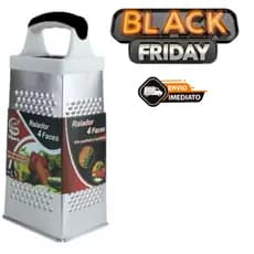 Ralador Em Aço Inox e Cabo de Plátisco 4 Faces 21cm Branco Preto e Vermelho  de Legumes Frutas de Queijo Ralador leve