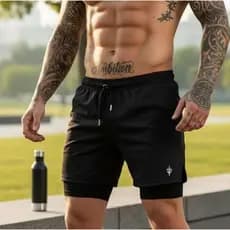 Bermuda 2 em 1 Masculina Academia Esporte Short Treino Masculino
