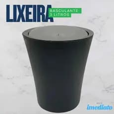 Lixeira Pequena 3L Com Tampa Basculante Para Escritório Cozinha Banheiro Lavabo Preta Dasplast