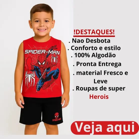Kit Personagem Conjunto Infantil Sortido 4 Peças De Roupas Menino 2 Camisetas + 2 Bermudas