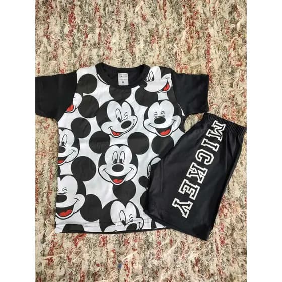 Roupa MICKEY BRANCO e PRETO festa infantil menino conjunto Kit Camisa Gravata Bermuda