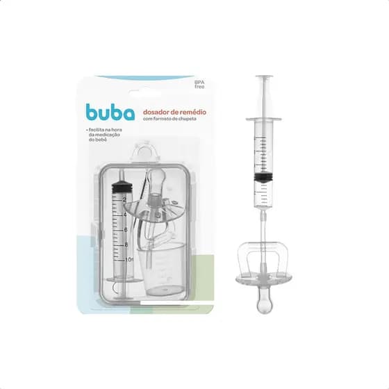 Dosador de Medicamentos com Chupeta e Seringa Buba Copo Bebê Seguro Prático Sem Estresse