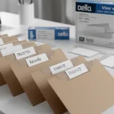 Visor e Etiqueta Branca Para Pasta Suspensa 50 Unidades Organização Prática Eficiente PVC Dello