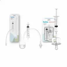 Kit Aspirador Nasal e Dosador de Medicamentos Chupeta Bebê Higiene Sucção Seringa Silicone Lavagem