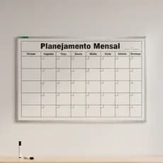 Quadro Lousa Planejamento Mensal Agenda 90x60cm Com Moldura de Alumínio Organizador de Mês Souza