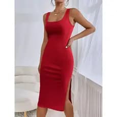 Vestido Mídi Fenda Canelado AnaRuga