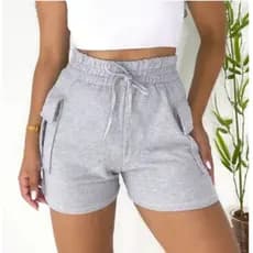 short Curta Moletom Feminino com bolso cargo Cintura alta