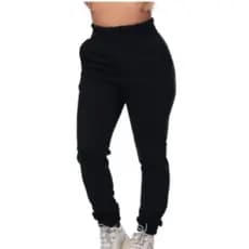 Calca Moletom Frio Feminina Cintura Alta Flanelada Jogger Bomber Moleton Flanelada Bolso