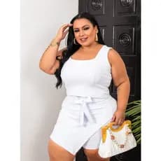 CONJUNTO PLUS SIZE / CONJUNTO SHORT SAIA E CROPPED/ VESTE ATÉ O 52