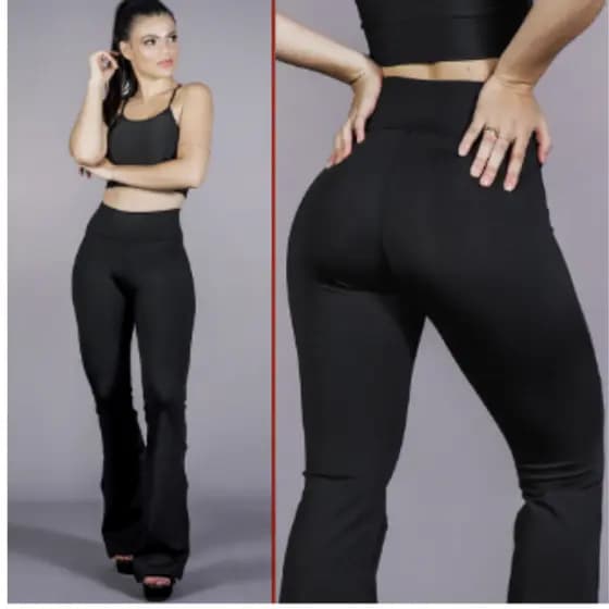 Calça Bailarina Flare Boca de Sino Flanelada Térmica Forrada com elástico na Cintura