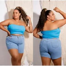 Cropped Top Faixa Plus Size Luxo com Bojo Veste 48/50/52 Ferminino Moda Blogueira