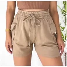 Short Moletom Cargo Feminino Moda Tendência Moda Atemporal Shortinho Moletom Feminino Cargo