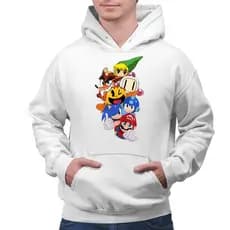 Moletom Canguru Branco Blusa De Frio Personagens Game Geek Capuz Cordão Ajustável Inverno Promoção
