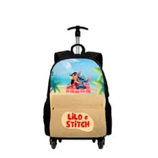 Mochila Rodinha Lilo Stitch Bolsa Escolar Com Alça Ajustável Resistente Reforçada Nylon