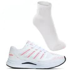 Kit Tênis Feminino Branco +Meia Branca Vuks Corfortável Para Corrida Treino Caminhada