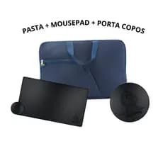 Pasta Notebook Case Capa + Mousepad Gamer 90x40 Antiderrapante + Porta Copos Individual