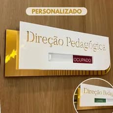 Placa Sinalização Porta Ocupado Livre Personalizada Para Escritório Sala de Reunião Comércio